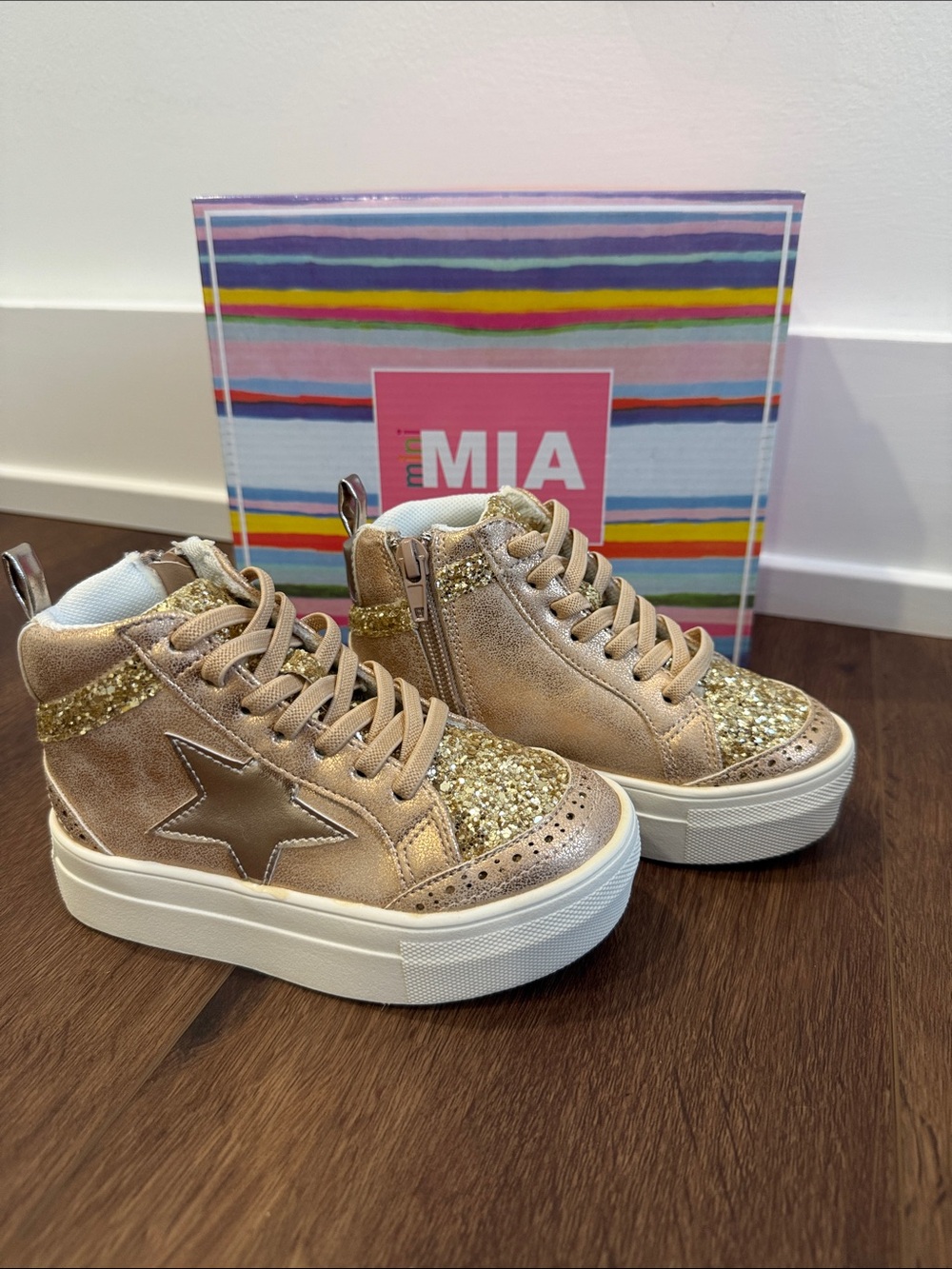 MIA Kids Rose Gold Glitter High-Top Sneakers